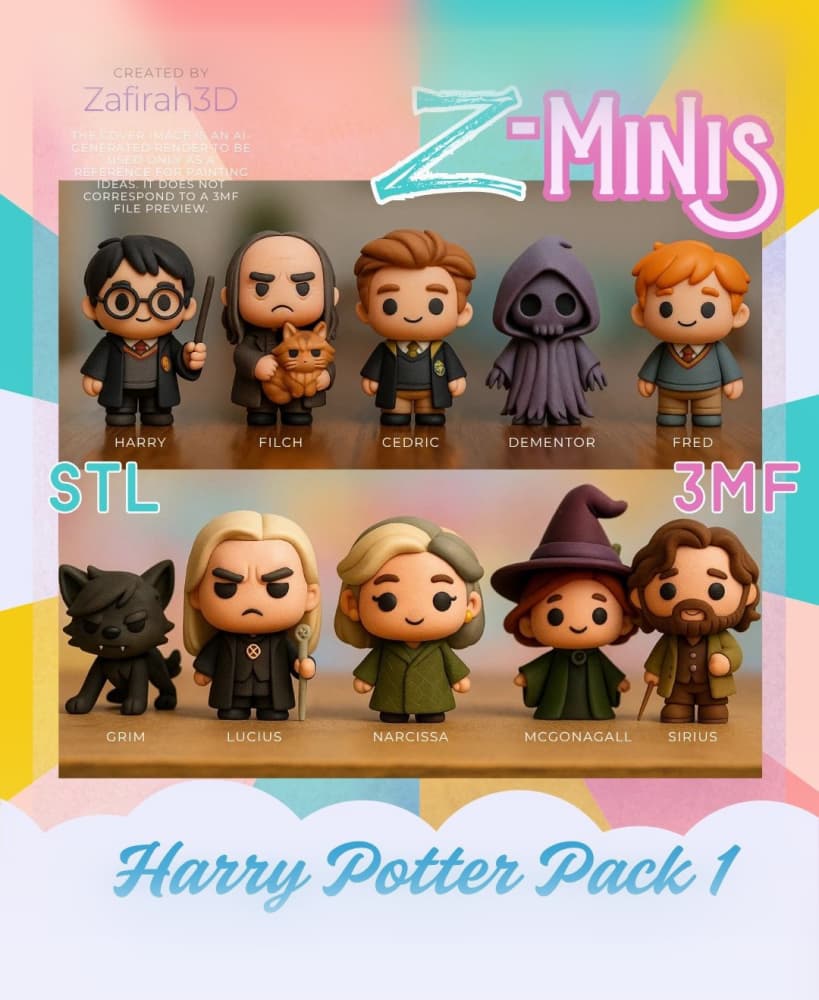 Z-Mini Harry Potter pack 1 STL and 3MF Version 3d model