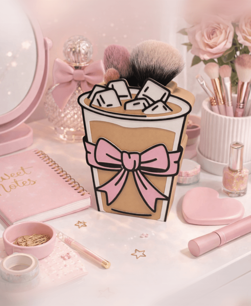 Iced Coffee Pencil Holder With A Bow 3d model