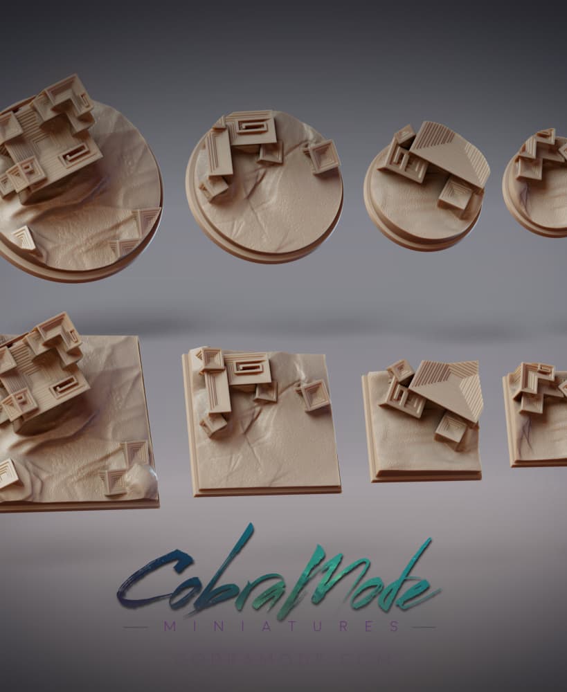 Bismuth Crystals Base Pack (8pcs) - Round and Square Versions 3d model