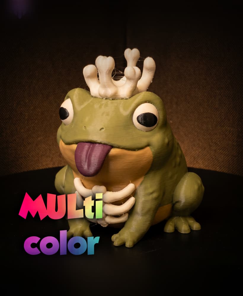 Frog King Figure 3MF | Fantasy Decor Multi-Color | Cute 3d model