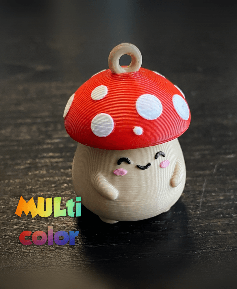 Kawaii Mushroom Keychain Multi-Color 3MF | Cute Charm | Bambu Ready 3d model