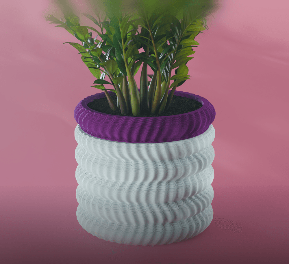 Sora Planter Pot, Wavy Sine | Small, Medium, Large | Self Watering and Drip Tray 3d model