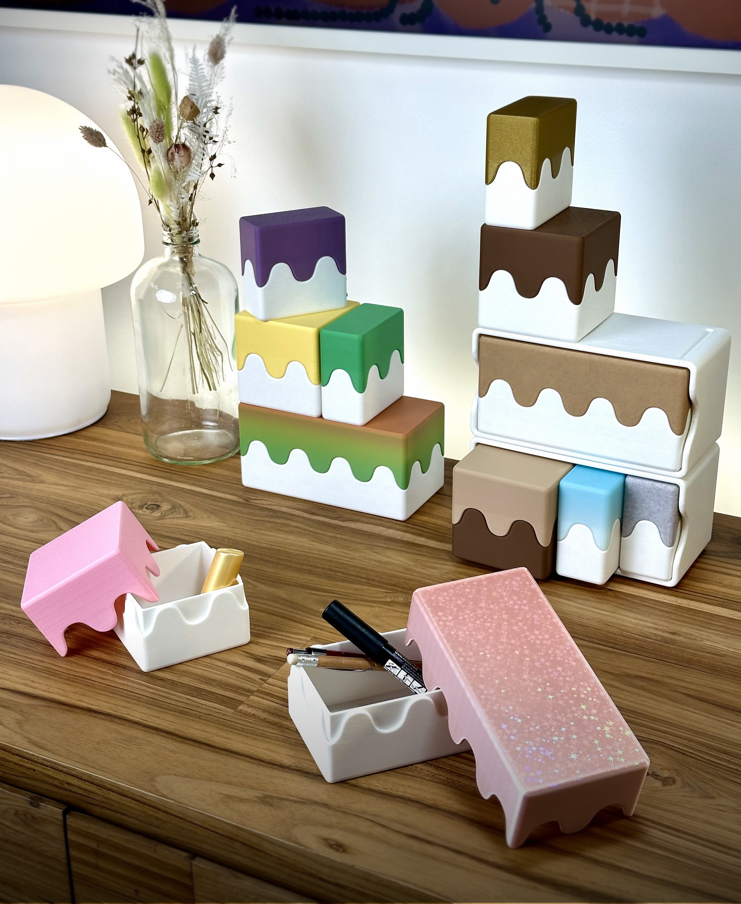 The Wavy Boxes - Cute Stackable Organizers 3d model
