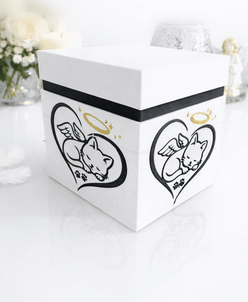 Obsidian Paw of Love β Modern Cat Memorial Urn with Heart & Angel Motif | Bayonet Closure 3d model