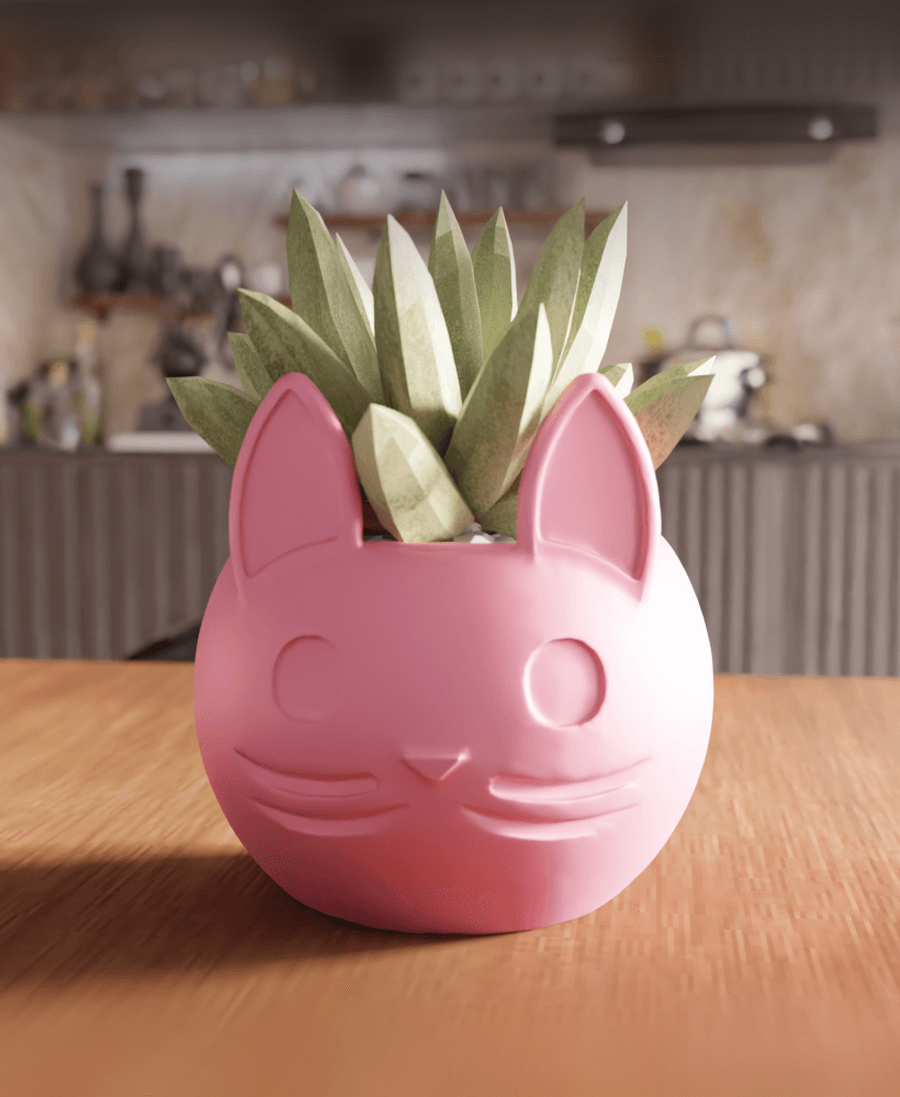 Cute Cat Succulent Planter 3d model