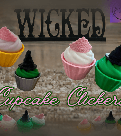 Wicked Cupcake Clickers-- Elphaba & Glinda 3d model