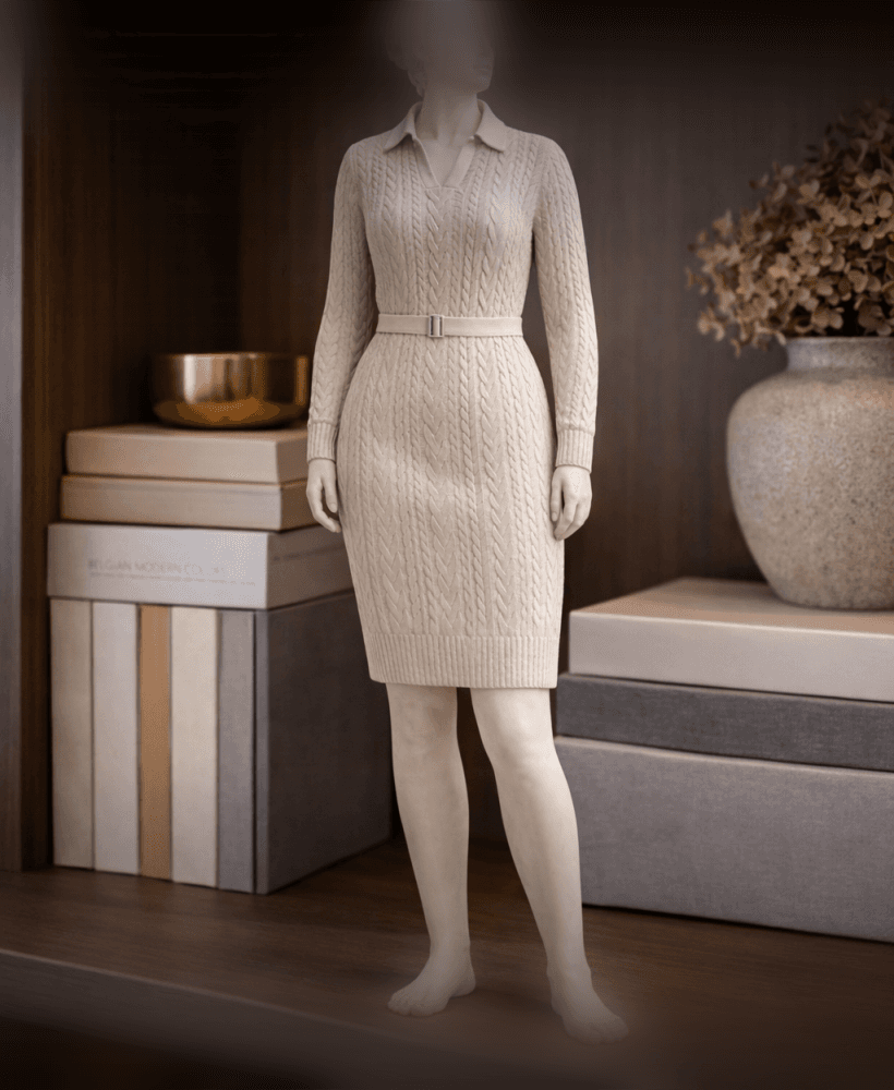 Knit Sweater Dress Woman Statue STL – Cozy Winter Female Figure for 3D Printing 3d model