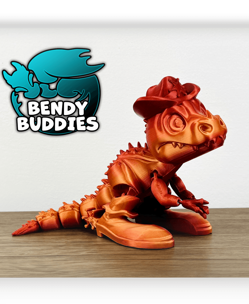 Sheriff Spike Hat Boots / T-Rex Articulated / Print-in-Place Dinosaur / Cute Tyrannosaurus / Dino 3d model
