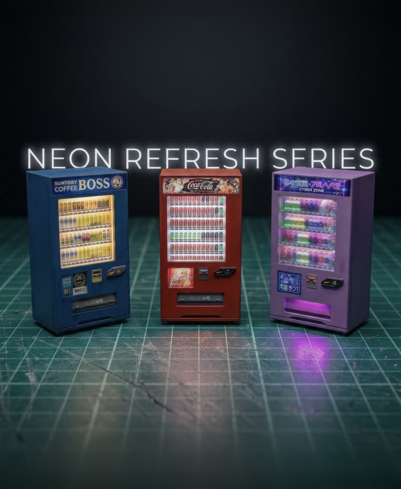 Ultimate 1/64 Japanese Vending Machine - LED Ready & 3 Sticker Themes 3d model