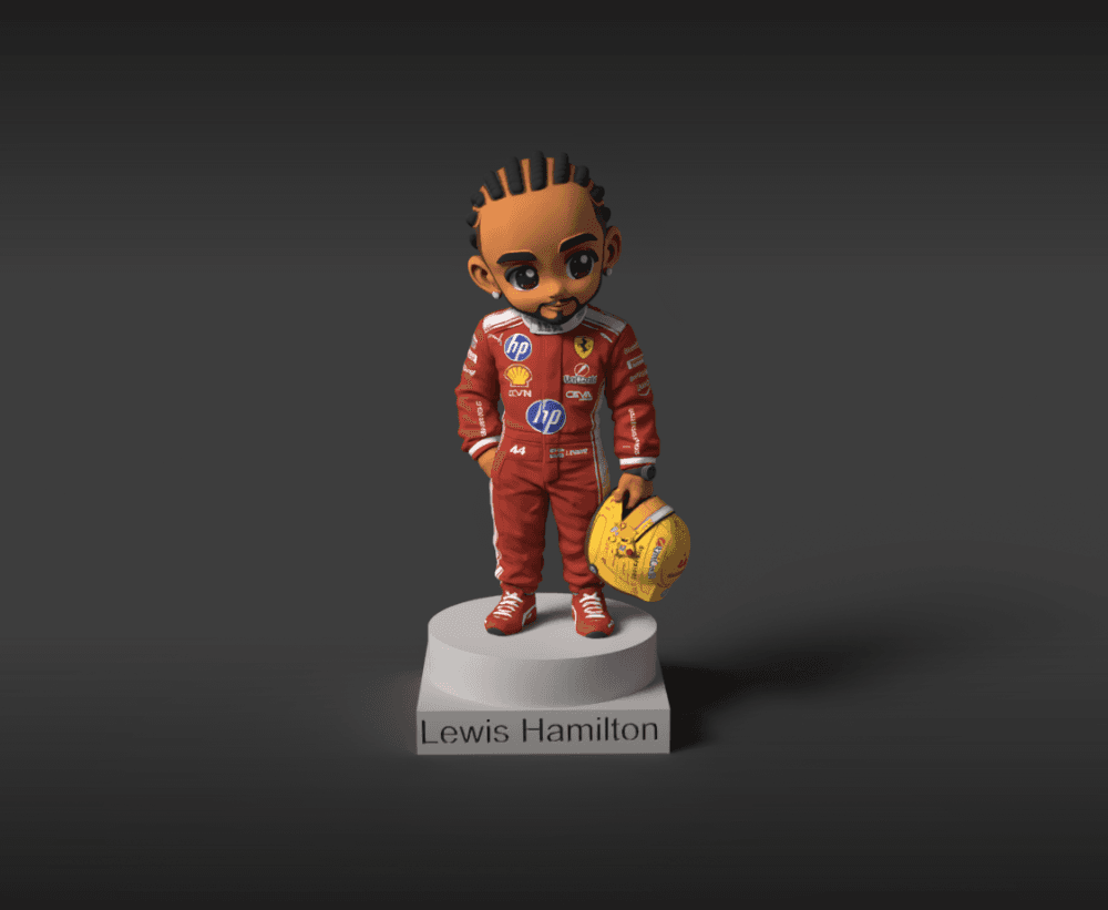 Chibi Lewis Hamilton 44 F1 Driver 3D Print STL 3d model