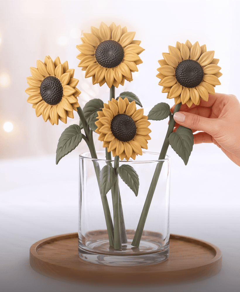 Sunflower Floral Decor | Realistic Bloom Figure - Separate Flower Head & Stem – Modular Assembly 3d model
