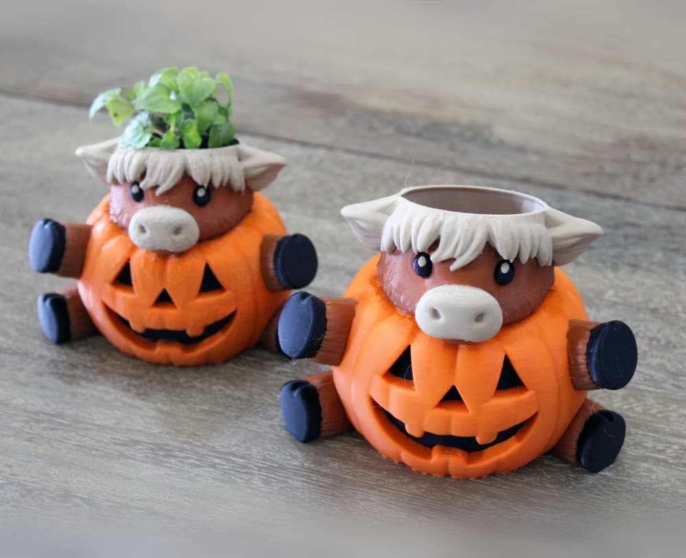 Highland Cow Pumpkin Planter 3d model