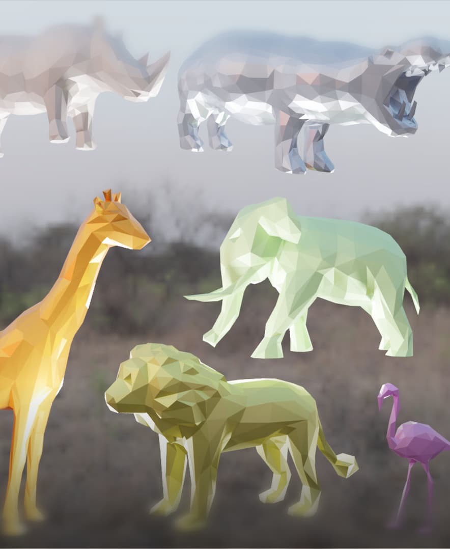 Low Poly Safari Animal Fun Pack! 6 models all for free! 3d model