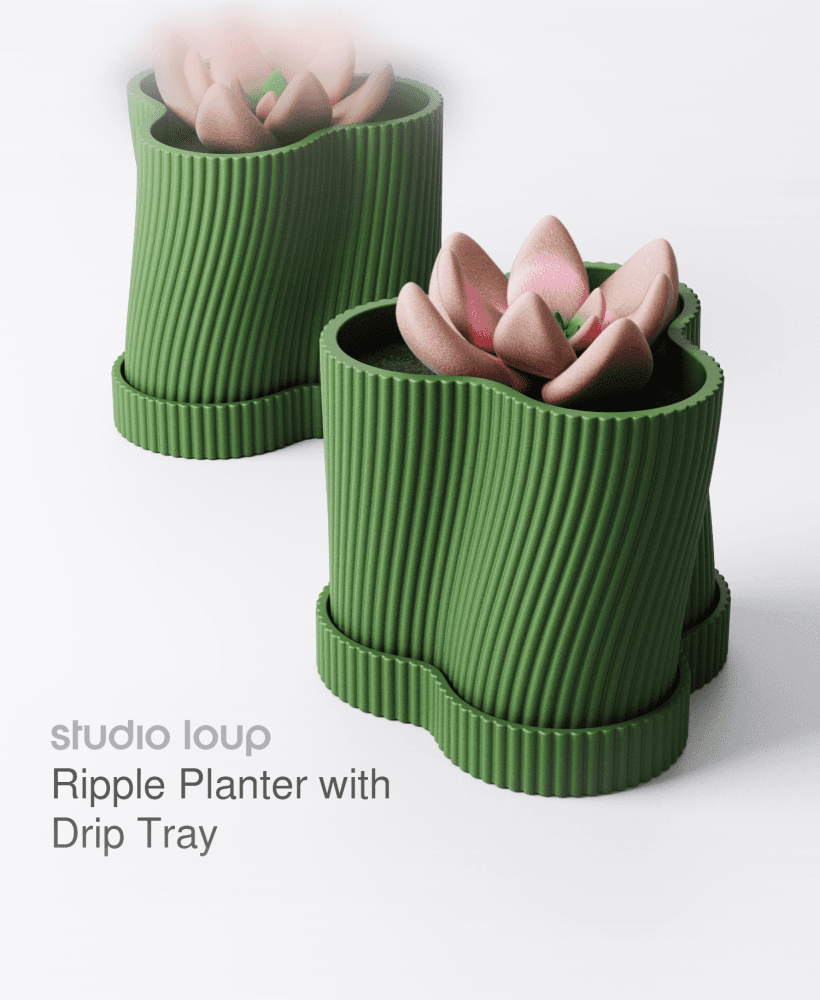 Ripple Planter with Drip Tray 3d model