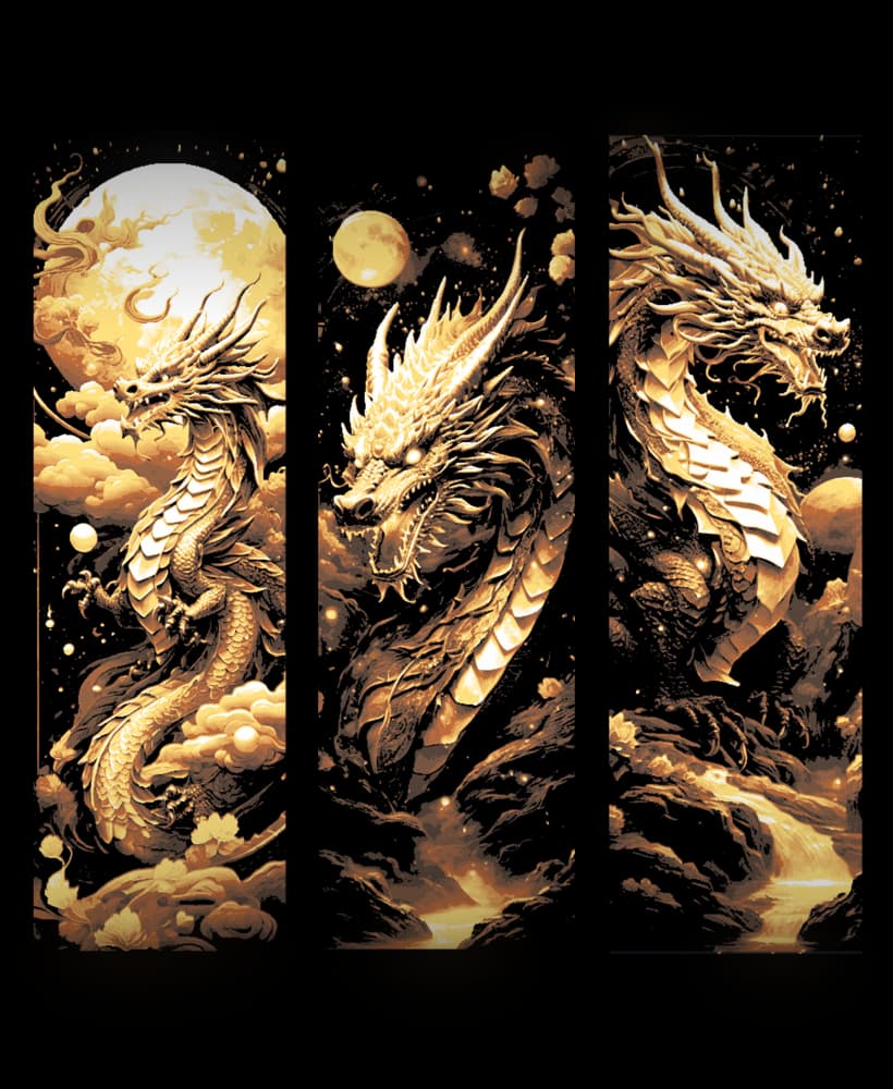 The brilliance of the Golden Dragon - Friday upload set of bookmarks 3d model
