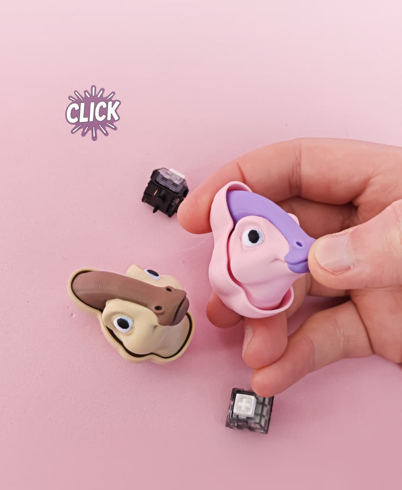 Parasaurolophus Fidget Clicker Keychain, Dinosaur Toy Clicker 3d model