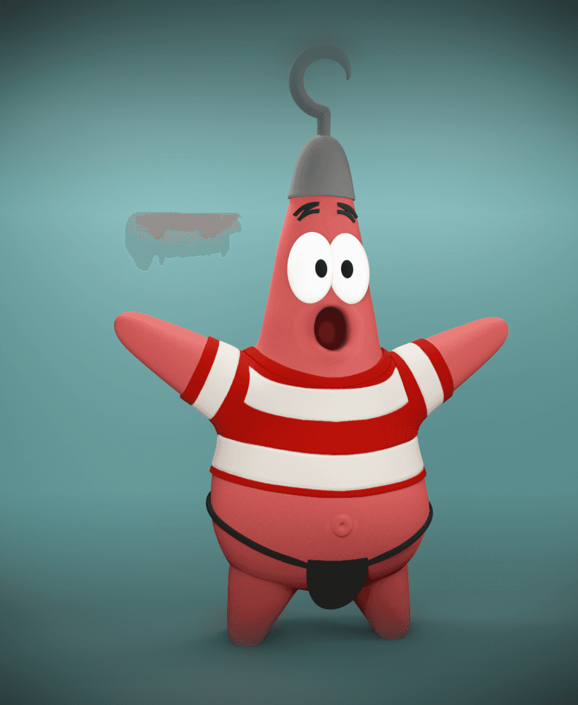 Pirate Patrick No Pants +Keychain & Bamb3MF Option 3d model