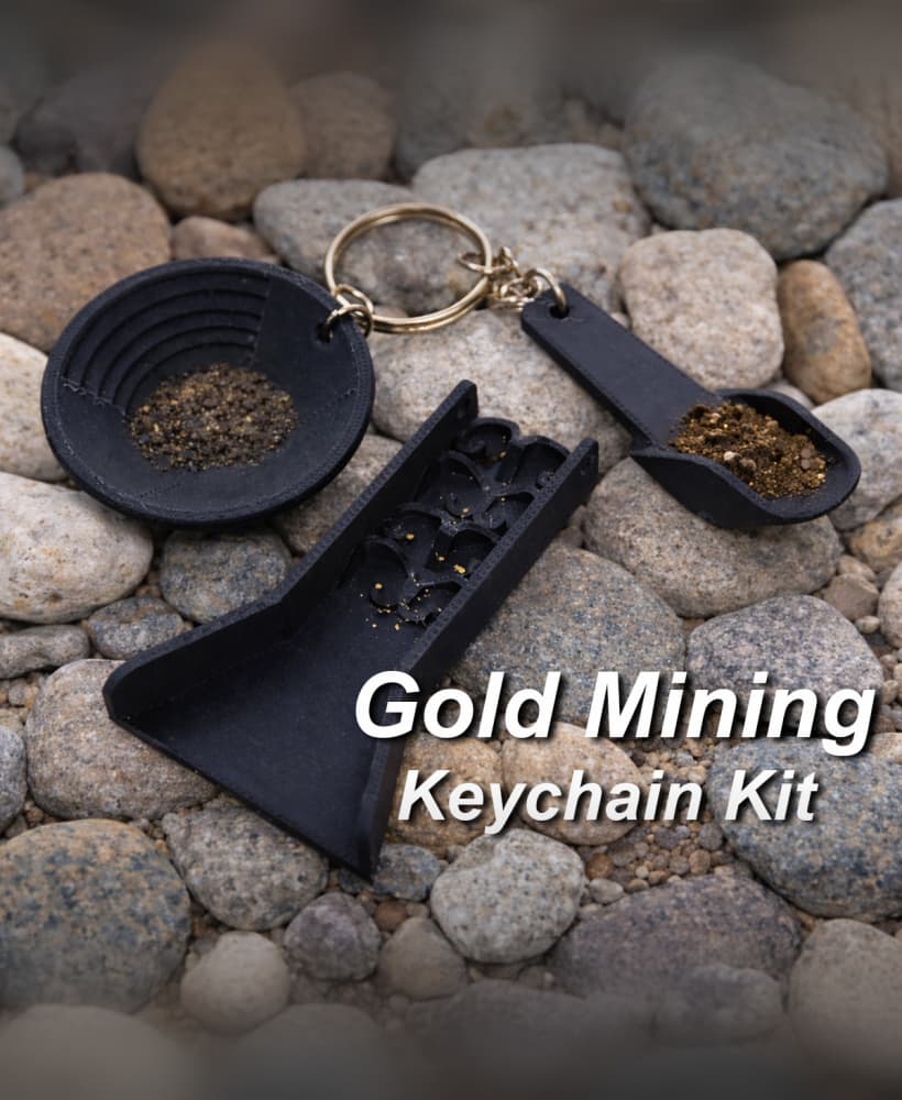 Mini Gold Mining Keychains (Pan, Sluice, Shovel) 3d model