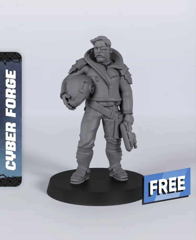 Commander Browder - With Free Cyberpunk - Sci-Fi Gift Ideas for RPG and Wargamers 3d model