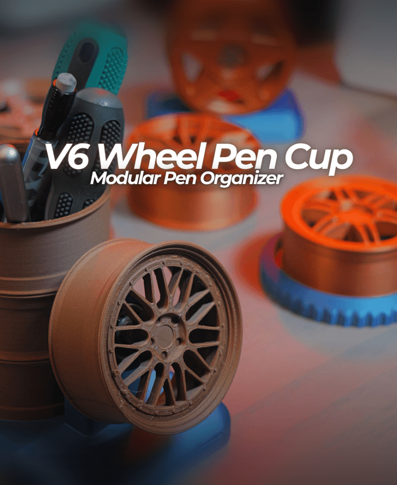 Wheel Pen Cup Organizer | Modular Spinning, Stationary & Magnetic Stand 3d model