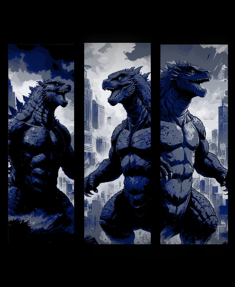 comic art of the monster Godzilla - set of bookmark 3d model