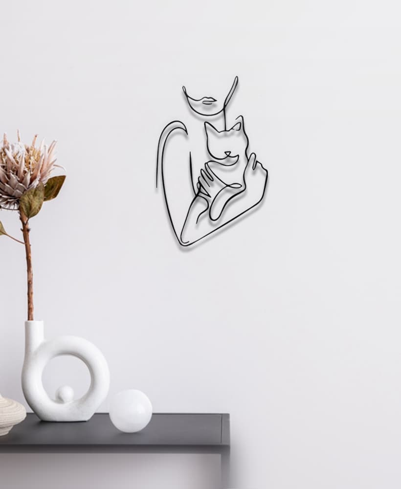 Woman, Cat Wall Art 3d model