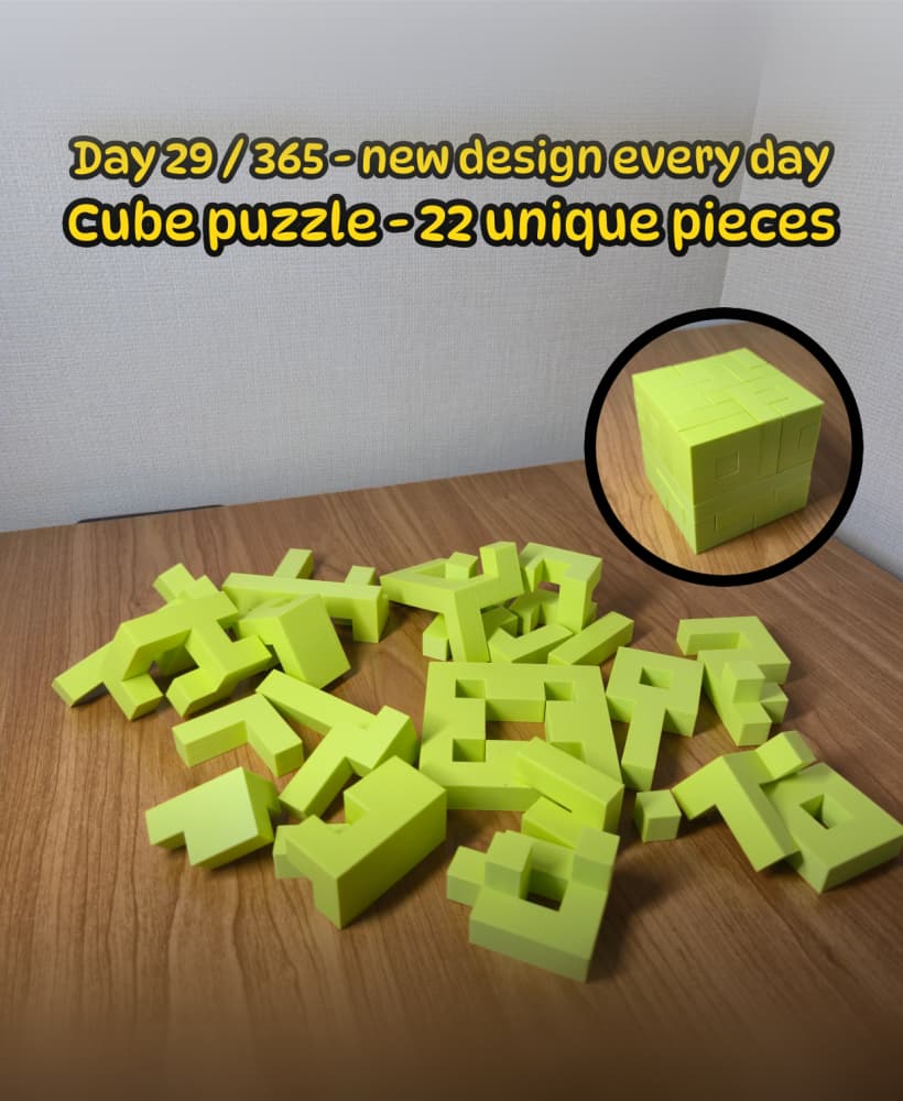Cube Puzzle – 22-Piece Geometric Assembly Challenge 3d model