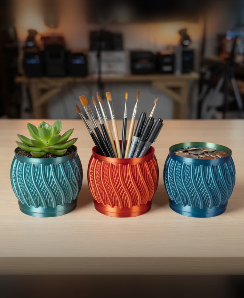 Woven Texture Pot – Versatile Mini Vase & Organizer (Print in Any Color!) 3d model