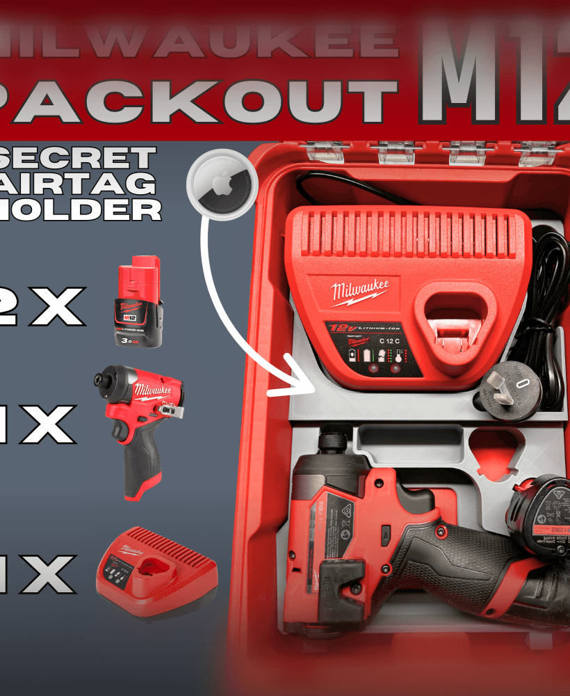 Milwaukee Packout M12 Drill & Battery Organizer with Secret AirTag Holder 3d model