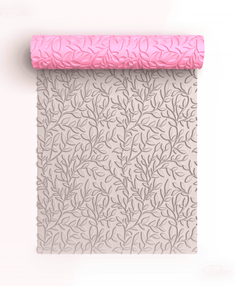 Leaves Texture Roller For Polymer Clay, Floral Clay Texture Rolling Pin, Polymer Clay Tool, No: 1412 3d model