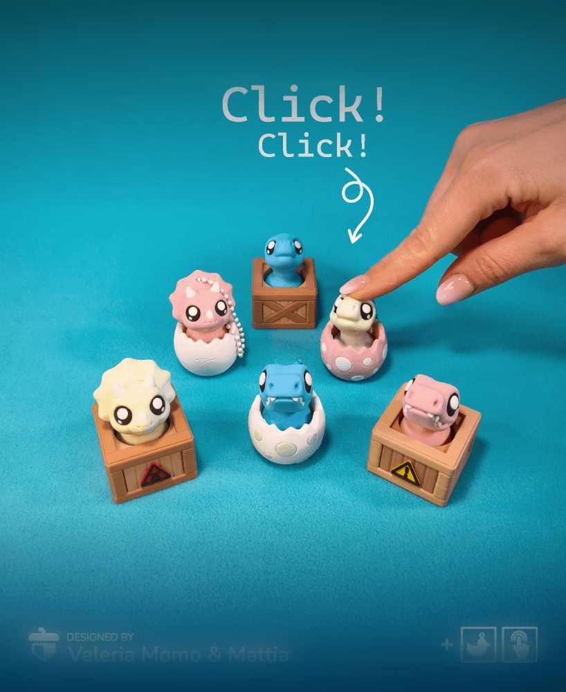 Clicker Dino Egg Pack (T-Rex, Brachio, Trike) 3d model