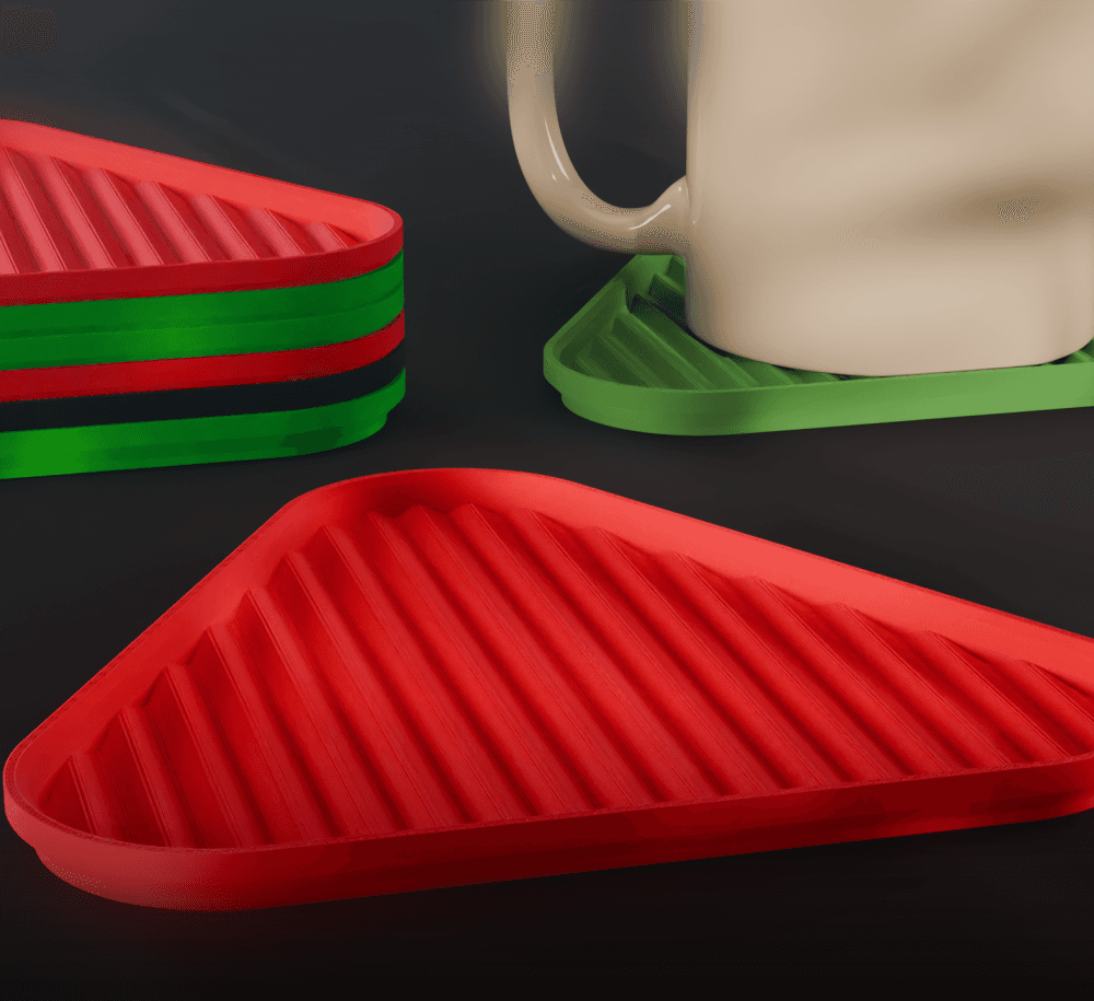 Stackable Wavy Triangle Coaster Set 3D Print STL File | 3 Sizes 3d model