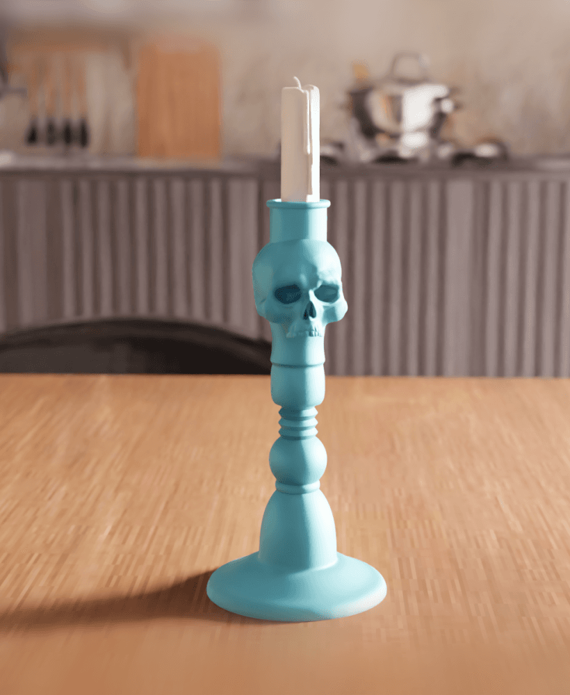 Gothic Skull Candlestick Holder Decor 3d model