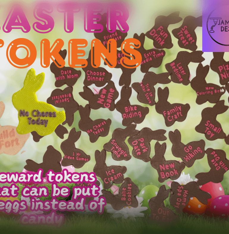 Easter Bunny Tokens -- Perfect for Easter Egg Hunts! 3d model
