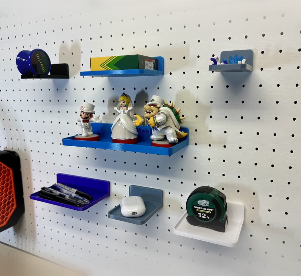 Pegboard Shelves With Universal Pegboard Hooks 3d model