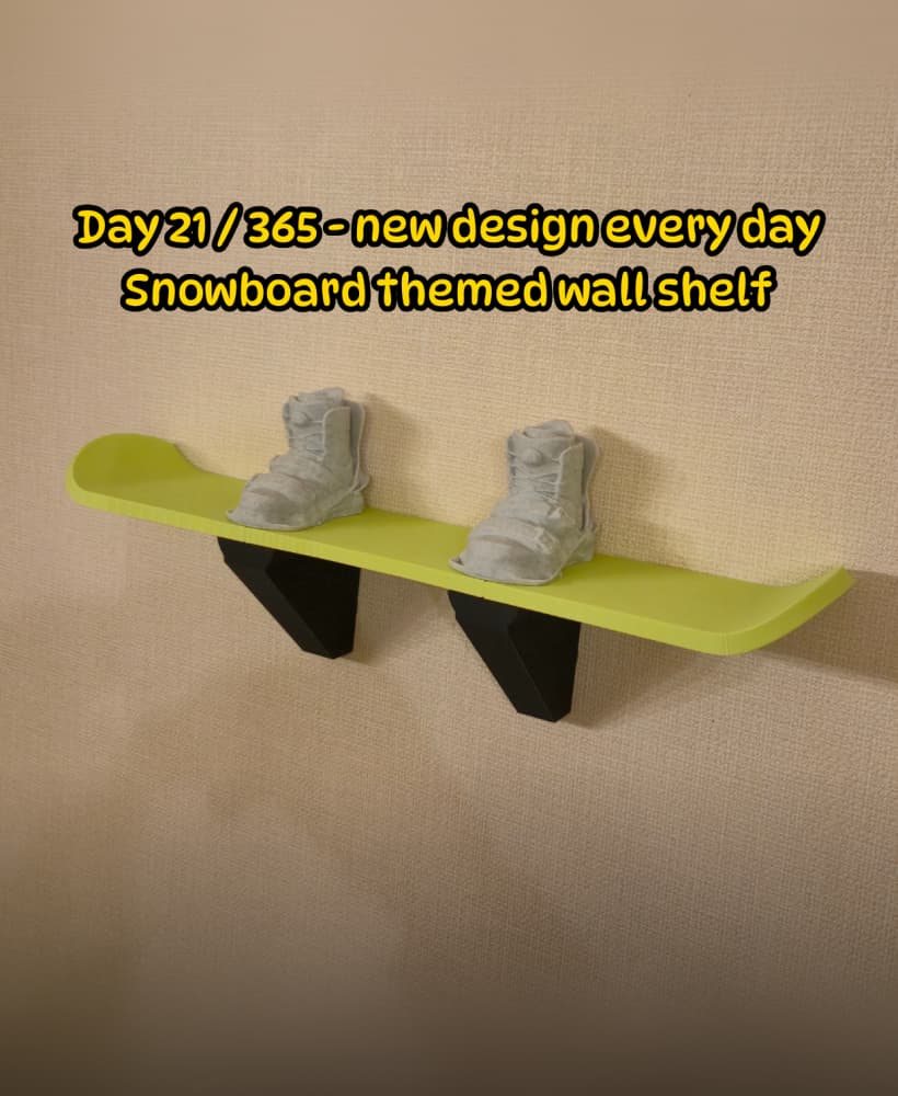 Snowboard Wall Shelf – Modular 3D Printed Wall Storage System 3d model