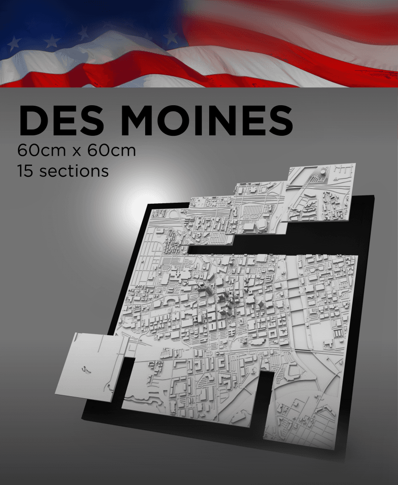 DES MOINES, Skyline 3D map 3d model