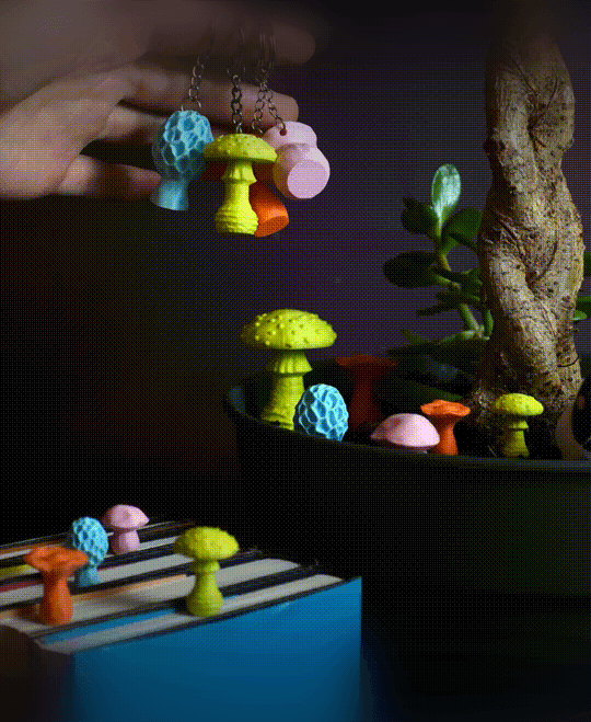 Mini mushroom bookmarks, keychains and decoration 3d model