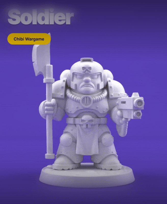 Sci-Fi Heavy Armored Warrior – Chubby Stylized 3D Printable Miniature 3d model