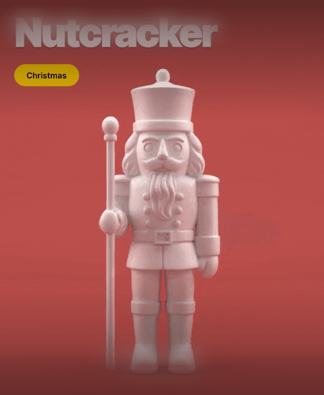 Nutcracker Soldier with Staff – 3D Printable Christmas Figurine 3d model