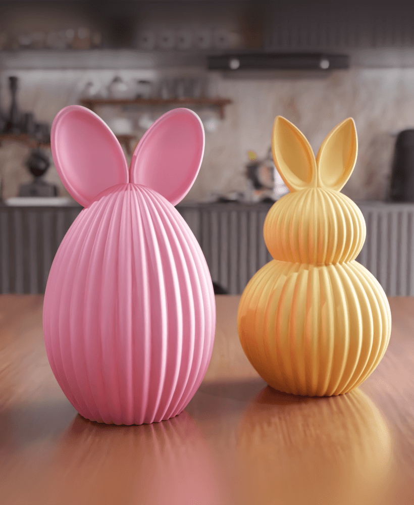 Easter Egg and Bunny Figure Set 3d model