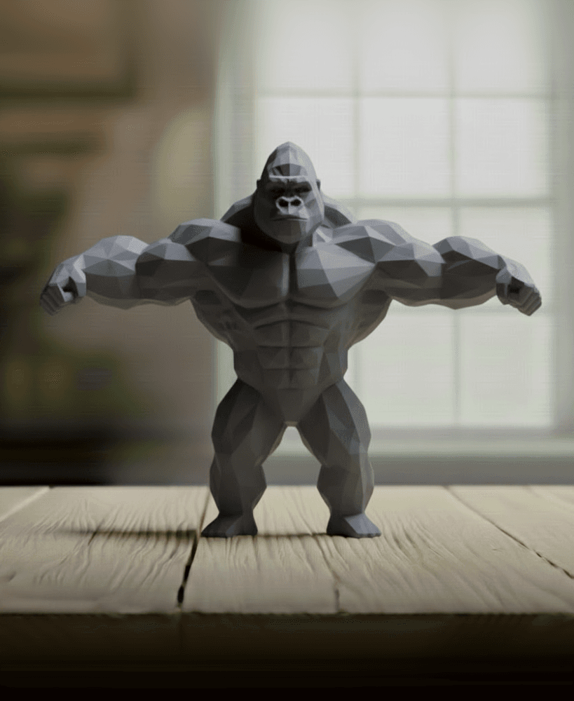 Buff Gorilla Low Poly - Bodybuilder Ape Sculpture 3d model