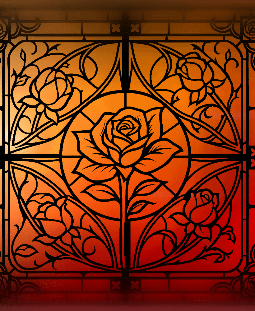 Rose for wall decor or stained glass resin DIY 3d model