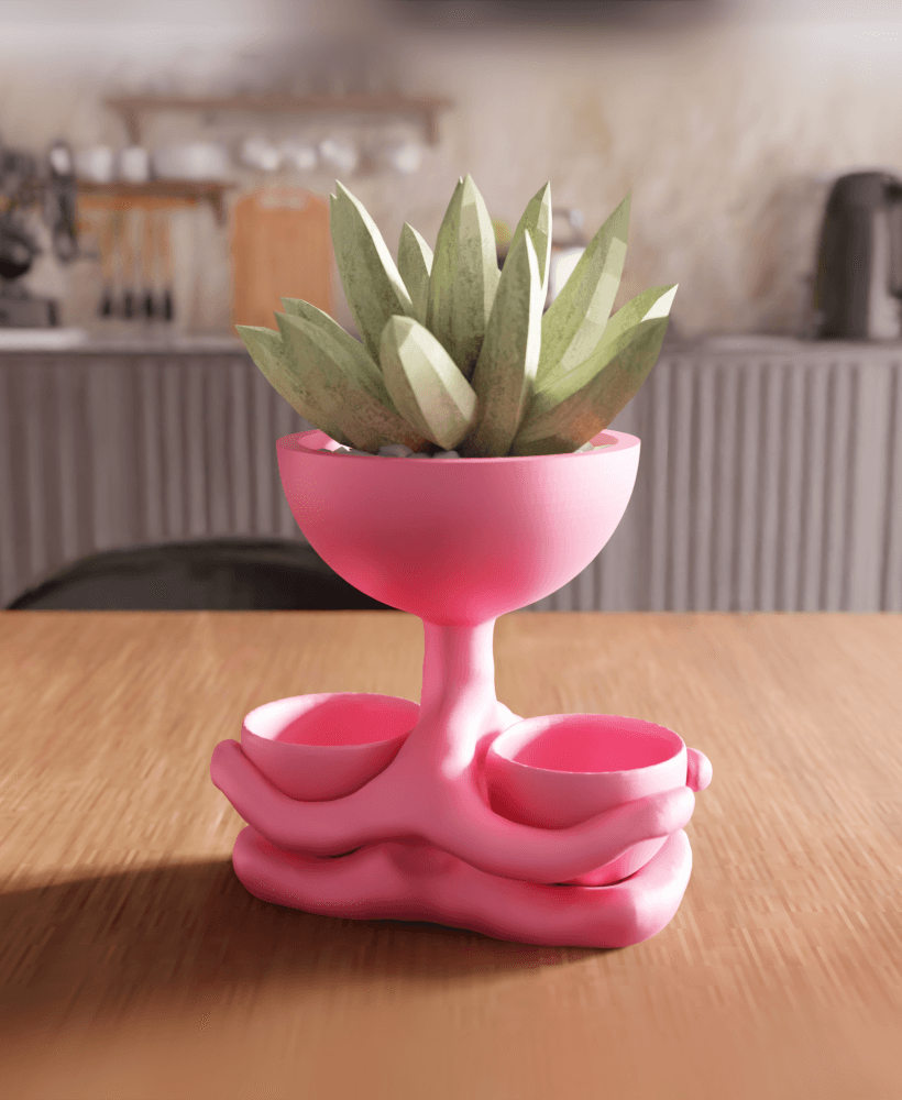 Cute Character Multi-Bowl Planter 3d model