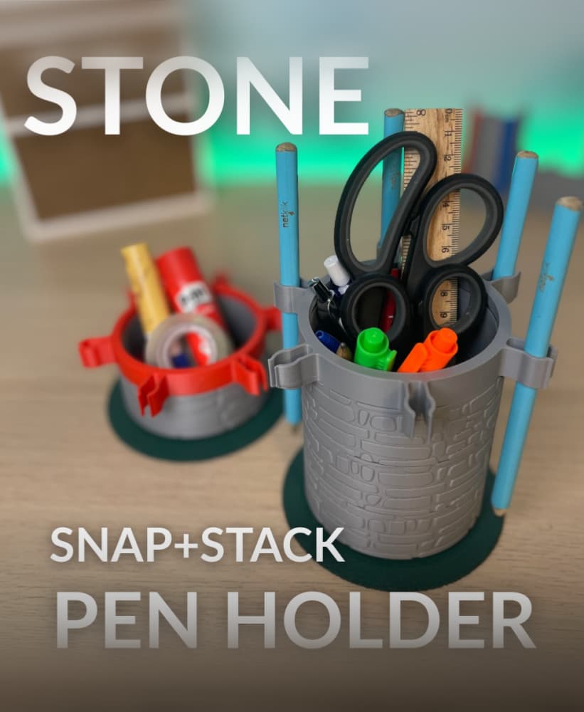 Customizable stacking organizer with snap holders Textured 3d model
