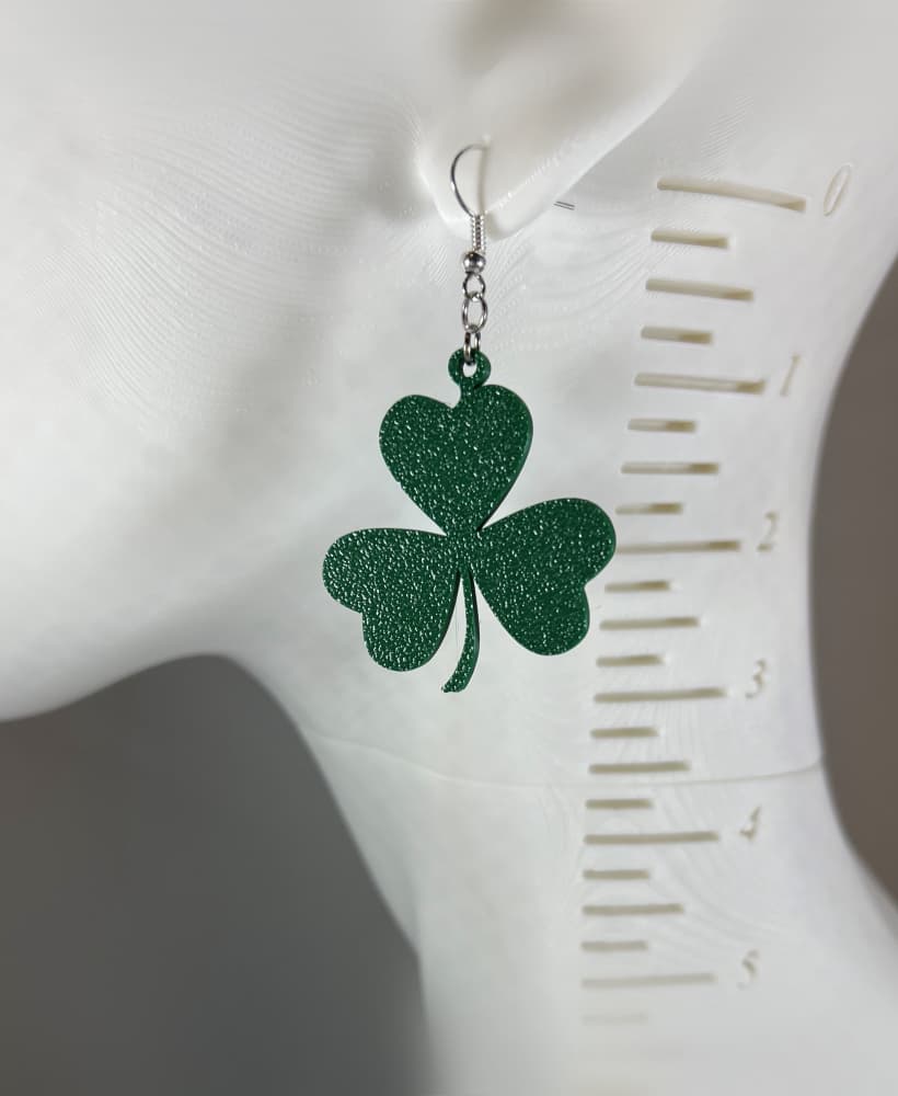 St. Patrick's Day Shamrock / Four Leaf Clover Earrings or Charm - COMMERCIAL LICENSE INCLUDED 3d model