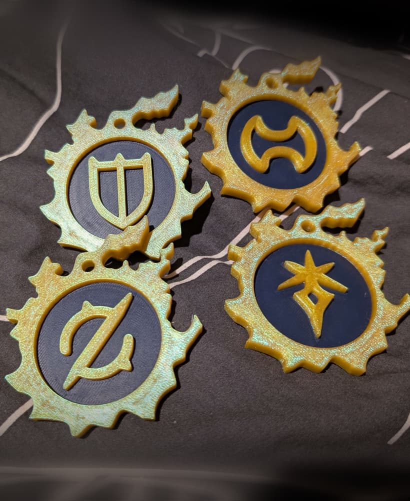 Final Fantasy XIV Tank Tokens/Keychains (Gunbreaker, Paladin, Warrior, Dark Knight) 3d model