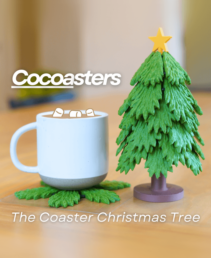 Cocoasters - The Christmas Tree Coaster Set with Marshmallow Musket - Christmas Decoration 3d model