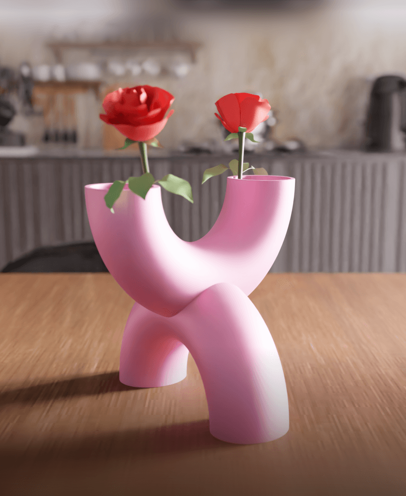 Minimalist U-Shape Double Chamber Vase 3d model