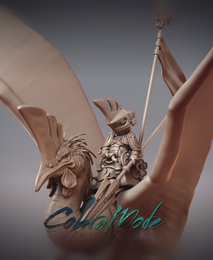 Duck Knight Dragon Rider - Fox Blade, YuanYang Knight and Crimson-Crested Wyrm (Pre-supported) 3d model